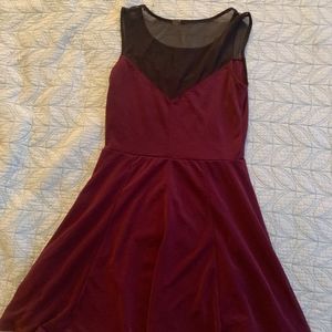 Sleeveless Maroon and black mesh Dress